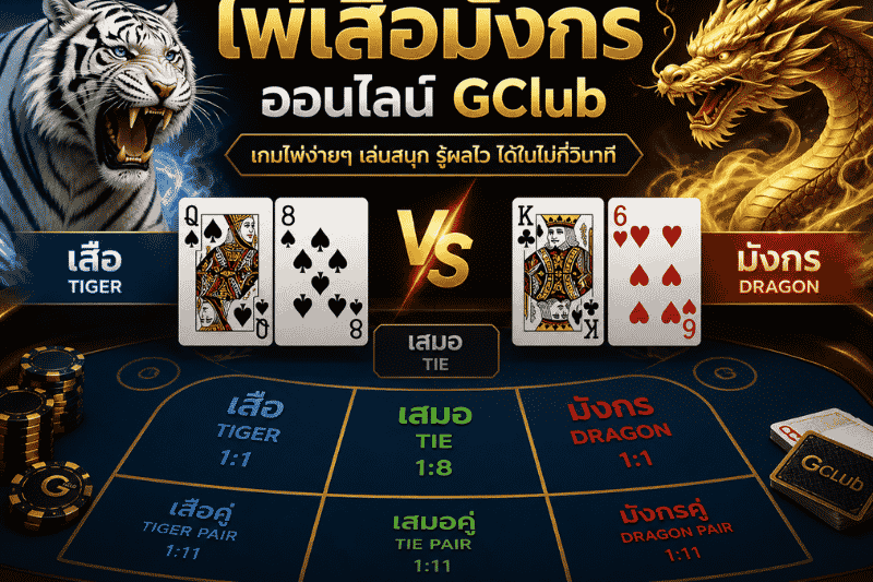 ไพ่เสือมังกรออนไลน์ GClub คืออะไร? เจาะภาพรวมเกม เข้าใจง่ายก่อนเริ่มต้น