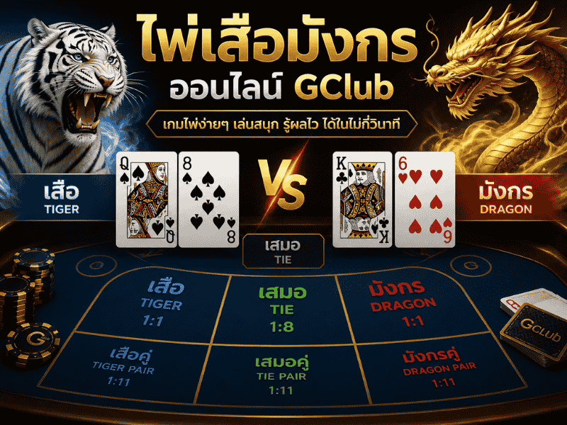 ไพ่เสือมังกรออนไลน์ GClub คืออะไร? เจาะภาพรวมเกม เข้าใจง่ายก่อนเริ่มต้น