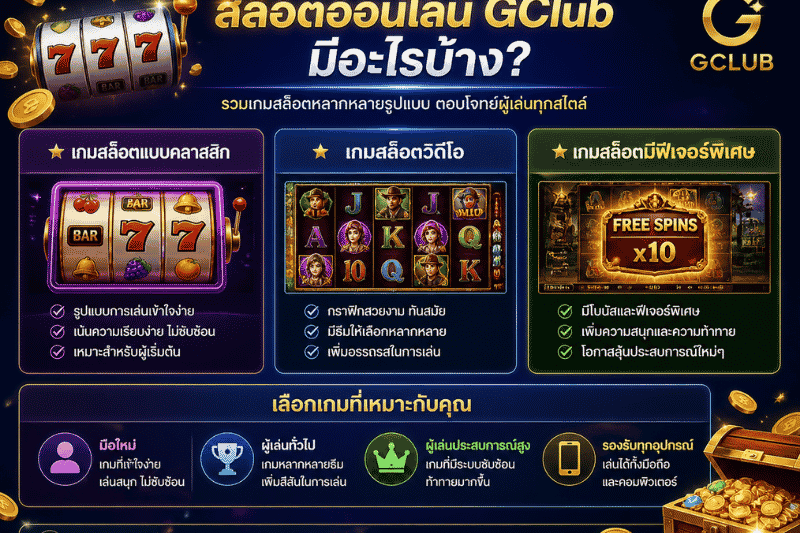 สล็อตออนไลน์ GClub มีอะไรบ้าง เข้าใจประเภทเกมก่อนเลือกใช้งาน