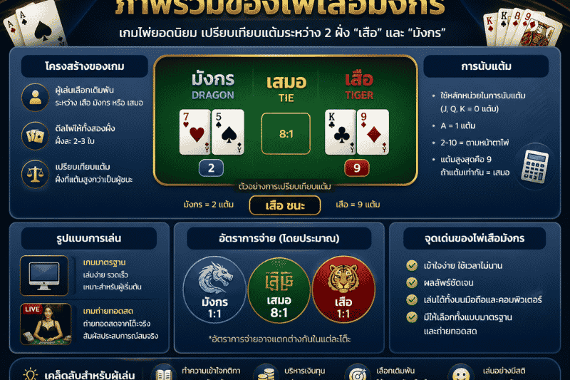 ไพ่เสือมังกรออนไลน์ GClub มีอะไรบ้าง เข้าใจรูปแบบเกมก่อนเลือกใช้งาน
