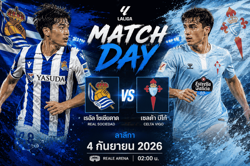 วิเคราะห์บอล เรอัล โซเซียดาด พบ เซลต้า บีโก้ ลาลีกา 4 กันยายน 2026